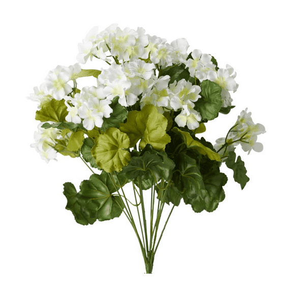 Fake White Geranium Bush - For Weddings, Bridal Showers, Indoor Spring and Summer Arrangements and Home Decor