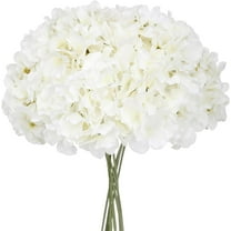 Fake White Hydrangea Artificial Flowers - Faux Silk Hydrangeas Flowers Heads with Stems Real Touch for Home Wedding Party Table Decor(White,Pack of 10)