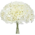 thumbnail image 1 of Fake White Hydrangea Artificial Flowers - Faux Silk Hydrangeas Flowers Heads with Stems Real Touch for Home Wedding Party Table Decor(White,Pack of 10), 1 of 5