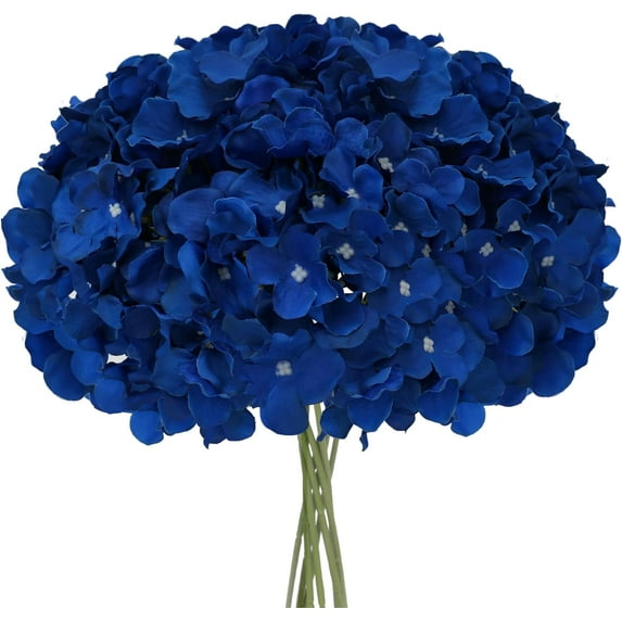Fake White Hydrangea Artificial Flowers - Faux Silk Hydrangeas Flowers Heads with Stems Real Touch for Home Wedding Party Table Decor(White,Pack of 10)