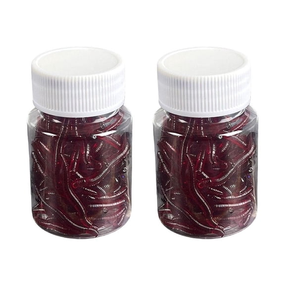 Fake Worms Fishing Lures, 200 Pcs Soft Plastic Simulated Worm Bait with Lifelike Design and Tear Resistant Material, Multi Use Lures for Freshwater and Saltwater Fishing, Portable Bottle Storage