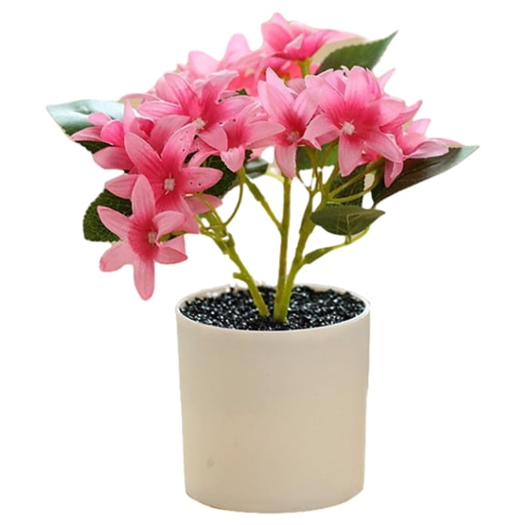 Fake flower simulation flower five-leaf hydrangea bonsai creative home decoration silk flower plant potted plant - pink
