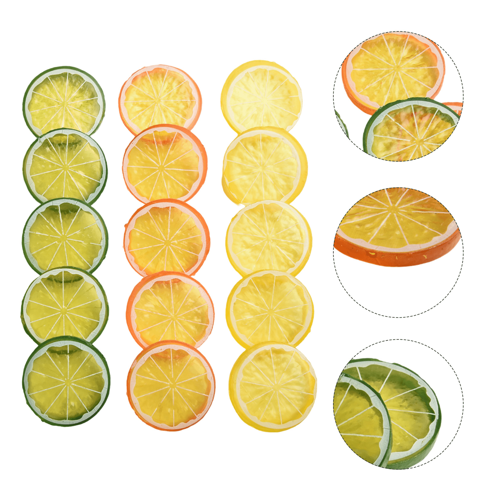 Fakrich 15 PCS Artificial Lemon Slices,Simulation Lemon Slices Plastic ...