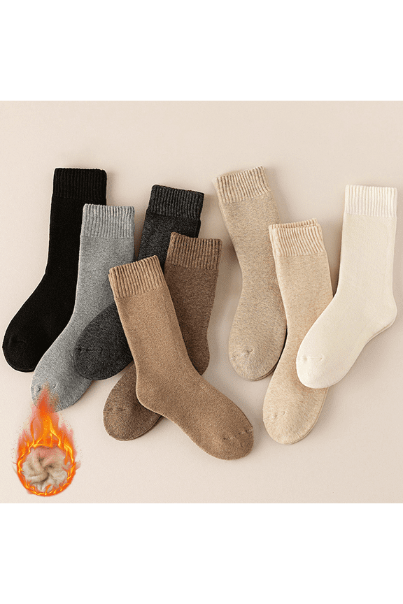 4 Pairs Wool Socks Mens,Thermal Warm Soft Socks for Men,Thick Winter Mens Socks,Thick Insulated Heated Socks for Heavy Duty Cold Weather Outdoor（Beige）