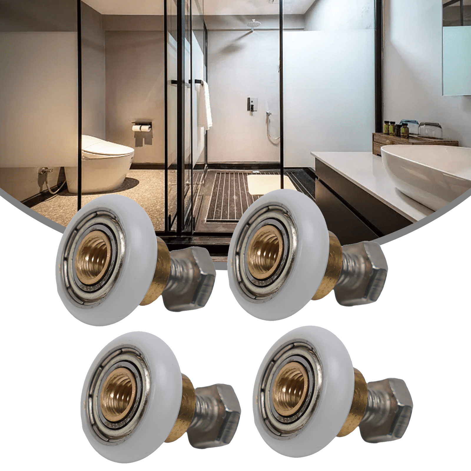 Fakrich 4PCS Glass Sliding Door Pulleys,For the Bathroom Pan Shower ...