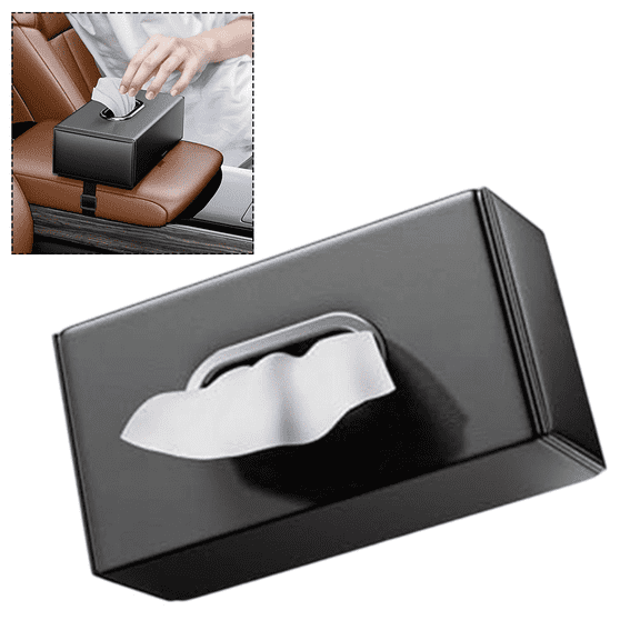 Fakrich Car Tissue Holder, Rectangular Magnetic Tissue Holder in Car, PU Leather Material Car Backseat Tissue Box, Extra Large Capacity