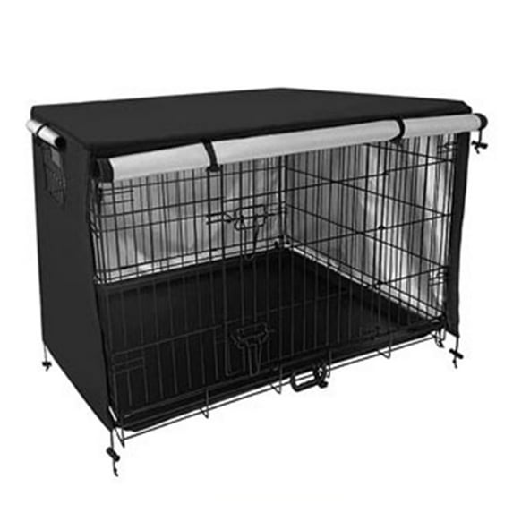 Fakrich Collapsible Dog Crate Cover,Durable Windproof Polyester Pet Kennel Oxford Fabric Covers,Breathable Blackout Cover for 1/2/3 Door Dog Cage (25" L x 19.6" W x 19" H,Black)