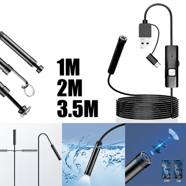Fakrich Endoscope Camera with Light, 1200P HD Borescope Camera with 6 Adjustable LED Lights, 3.2FT Semi-Rigid Snake Camera with Light, IP65 Waterproof 5.5mm Inspection Camera for iOS and Android