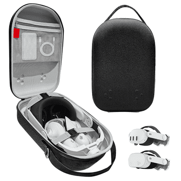 Black Molded Carry Case For Meta Quest 2 VR Headset & Controllers With Shoulder Strap