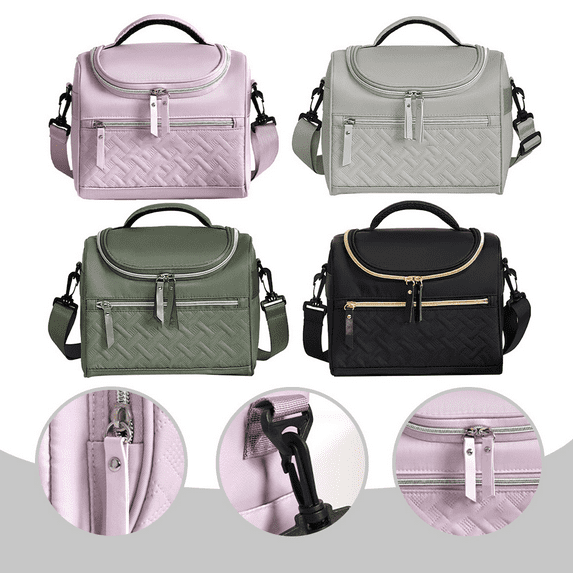 Fakrich Lunch Bag, Insulated Lunch Box with Adjustable Shoulder Strap, Reusable Lunch Tote, Leakproof Thermal Cooler Bag for Work, Camping, and Picnic(Purple)