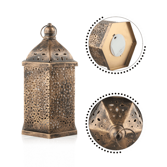 Fakrich Moroccan Candlestick Holder Wall Hanging ,Vintage Metal &Tabletop Candle Holder Decor for Living Room Garden Parties Events Indoors Outdoors(Medium Size)