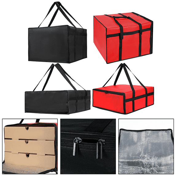Fakrich Pizza Bag, Insulated Pizza Bags for Delivery Carry Hot, Large Pizza Food Delivery Bag, Insulated Grocery Bags(Black,20"x20"x8")