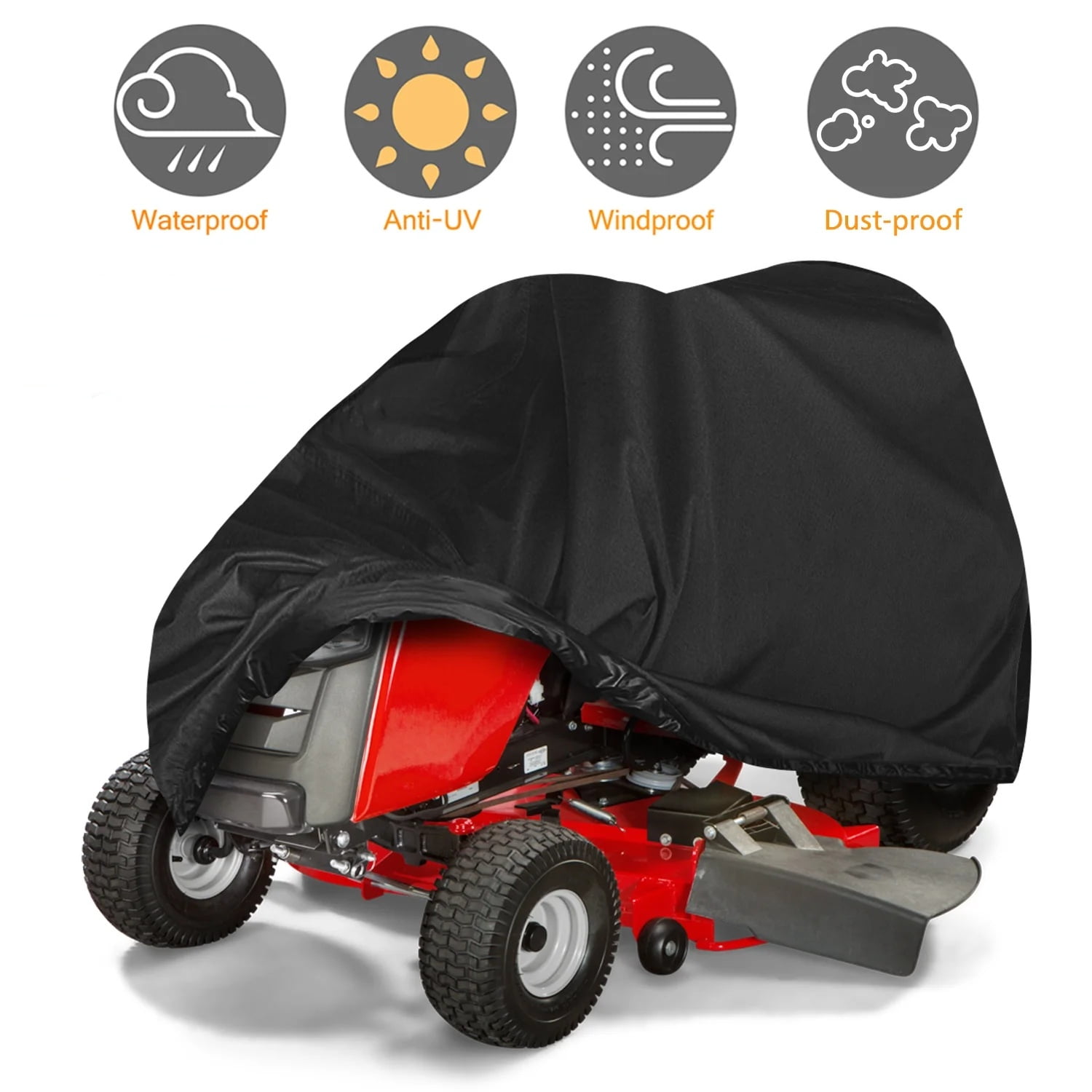 Fakrich Riding Lawn Mower Cover, Waterproof Tractor Cover Fits Decks up to 55",Heavy Duty 420D Polyester Oxford,Water Resistant Covers for Your Rider Garden Tractor 55"L x 35"W x 26"H