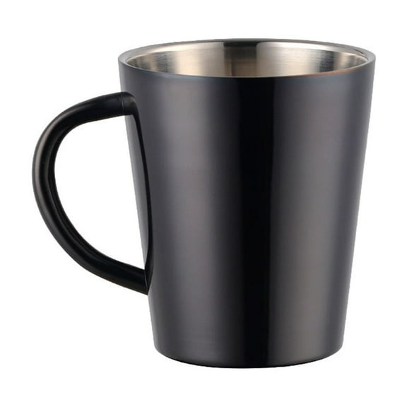 Fakrich Stainless Steel Cups 10oz/300ml, Rainbow Electroplating Cups, Camping Cups, Stackable Metal Drinking Glasses for Drinking Coffee Tea Milk,Black