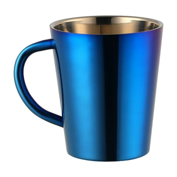 Fakrich Stainless Steel Cups 10oz/300ml, Rainbow Electroplating Cups, Camping Cups, Stackable Metal Drinking Glasses for Drinking Coffee Tea Milk,Blue