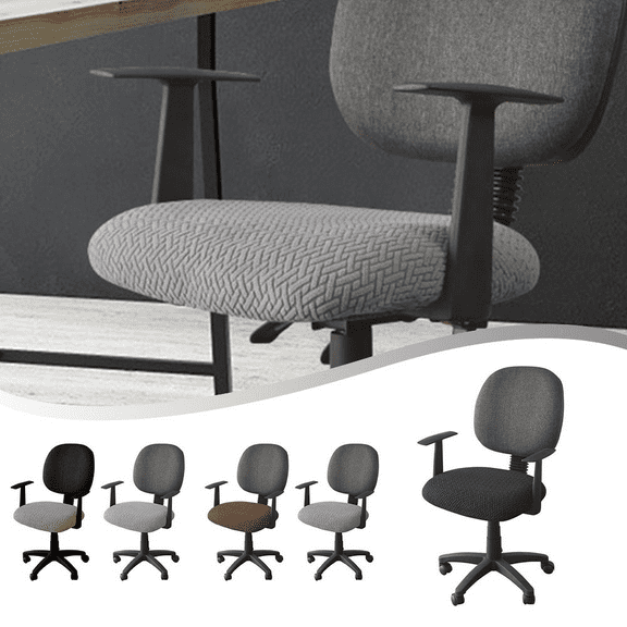 Fakrich Stretch Jacquard Office Computer Chair Seat Covers,Office Desk Chair Seat Protector, Stretchable for Computer Chair, Reusable, Easy Care, Machine Washable,Medium gray