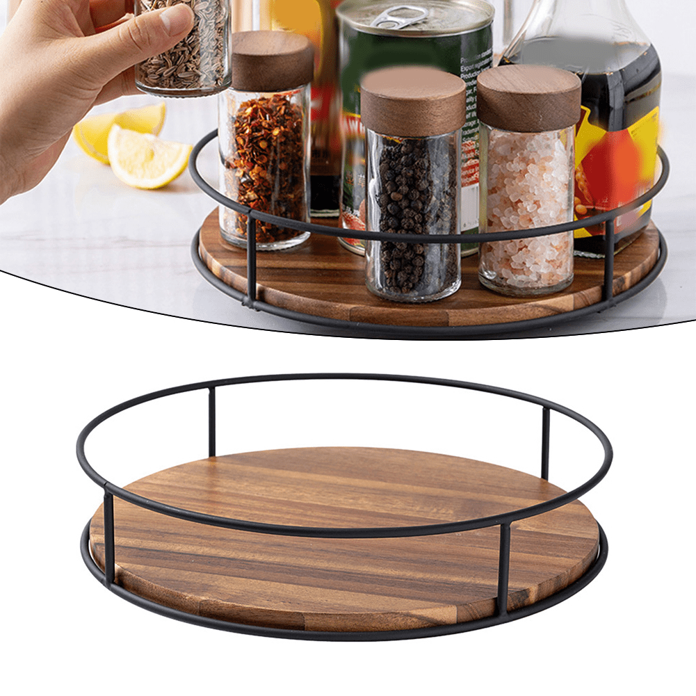 Fakrich Wooden Rotating Tray Spice Rack, 9 Inch Rotating Spice Rack for ...