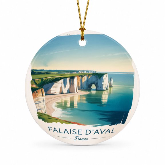 Falaise D'Aval Destination Ornament, France Christmas Travel Souvenir Keepsake