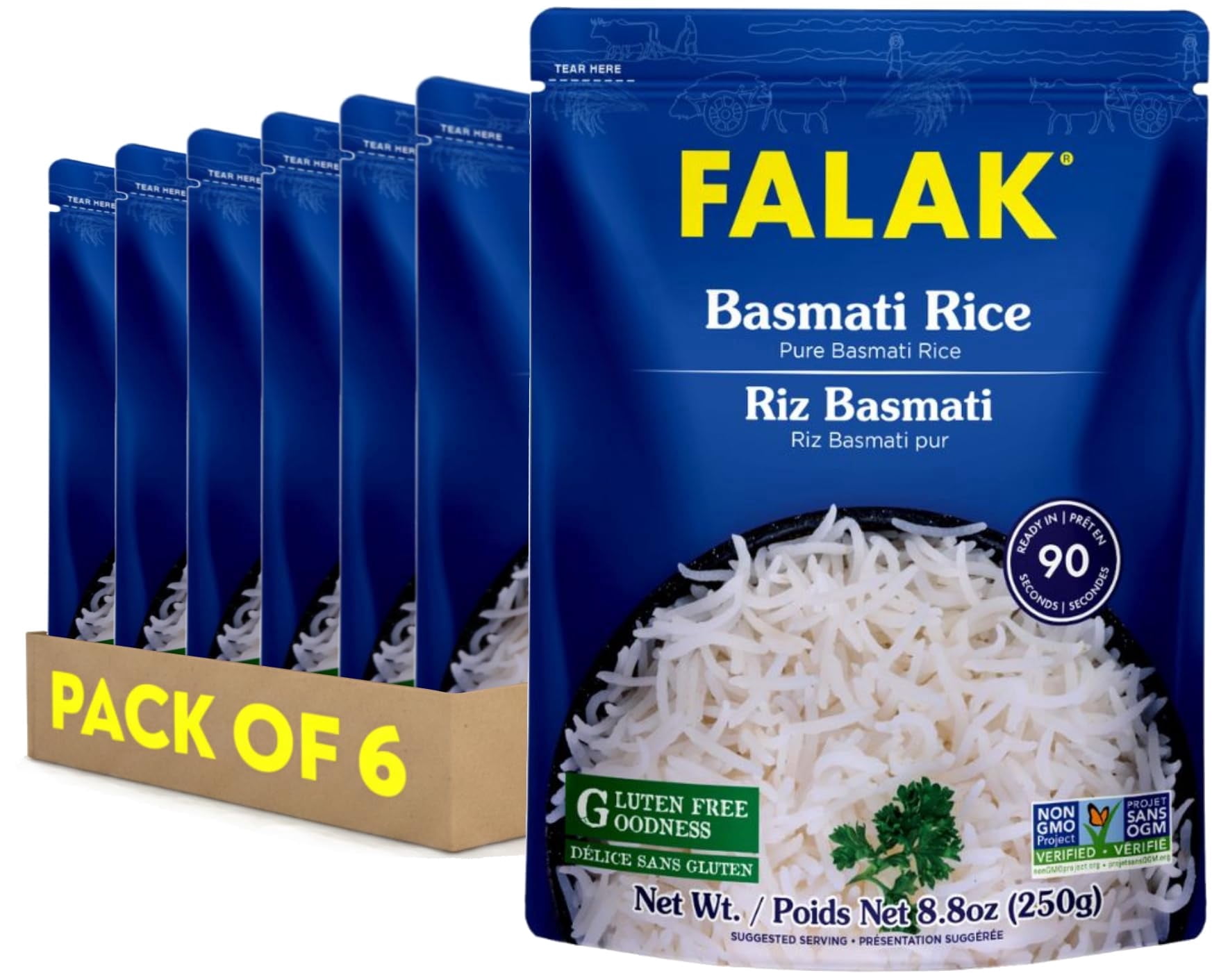 Falfa Rice Falak Seasoned Rice, Long-Grain Rice, Stovetop or Microwave, Ready in ...