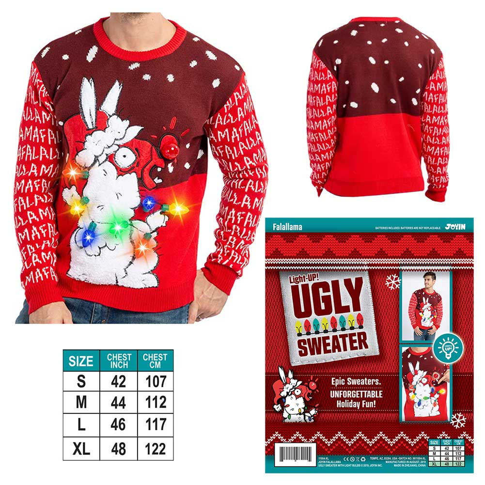 Light up llama christmas sweater deals