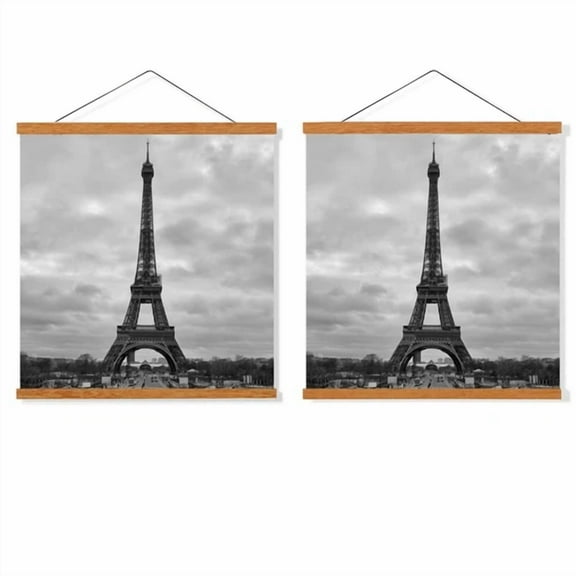 Falamon 2 Pack Magnetic Poster Hanger Frame, Teak Wood Magnet Poster Frame For