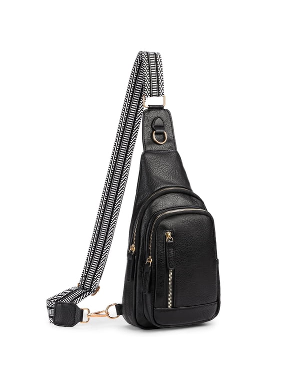 Sling Bag for Women Crossbody Purse Crossbody Bag Leather Chest Bag with Adjustable Guitar Strap for Travel