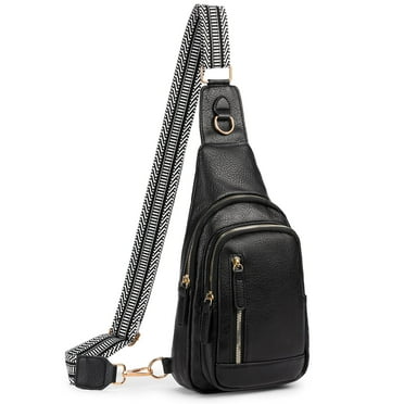 Falan Mule Sling Bag for Women Crossbody Purse Crossbody Bag Leather Chest Bag with Adjustable Guitar Strap for Travel