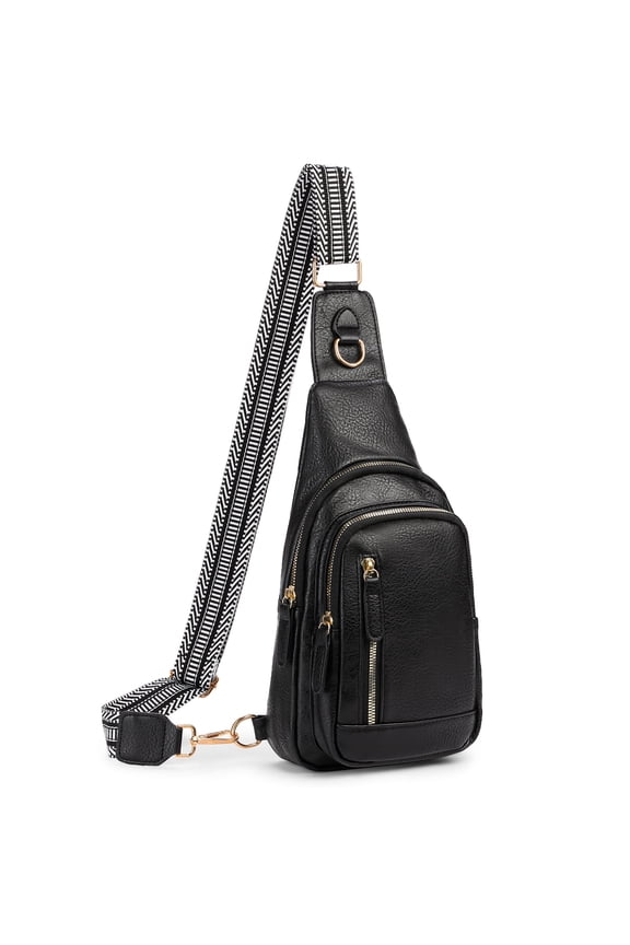 Sling Bag for Women Crossbody Purse Crossbody Bag Leather Chest Bag with Adjustable Guitar Strap for Travel