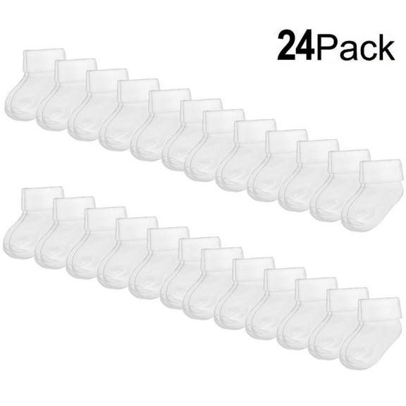 Falari 12/24-Pack White Infant Baby Boy Girl Socks 2-6 Month