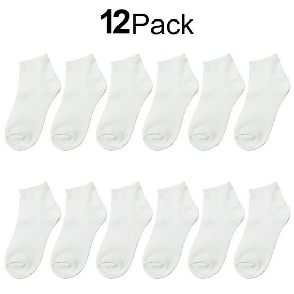 Falari 12/24 Pairs Boy Toddler Kids Cotton Socks White 6 Month - 2 Years (12 Pairs)