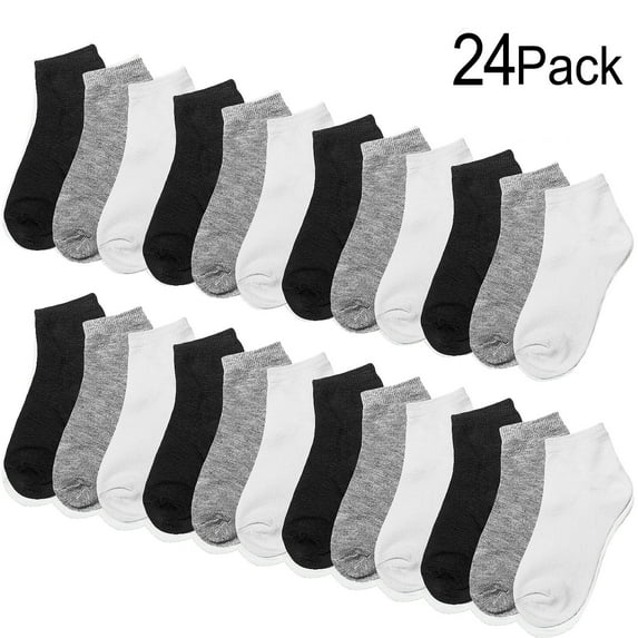 Falari 12/24 Pairs Boy Toddler and Kids Cotton Socks Sizes 2/4 - 6/8 & Toddler