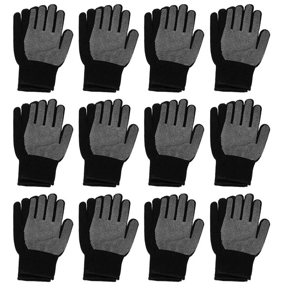 Falari 12-Pack Black Men Unisex Anti-Slip PVC Dot Knit Gloves Work Gloves Driving Gloves Riding Gloves Garden Gloves