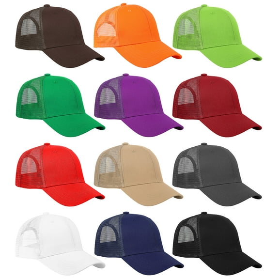 Falari 12 Pack Bulk Wholesale Mesh Trucker Hats 6 Panel Baseball Caps for Men and Women - Assorted Group 2