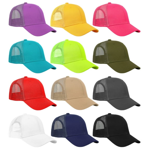 Falari 12 Pack Bulk Wholesale Mesh Trucker Hats 6 Panel Baseball Caps for Men and Women - Assorted Group 3