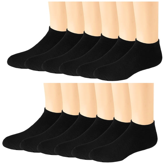 Falari 12-Pack Cushion Cotton Ankle Sock Black Size 9-11