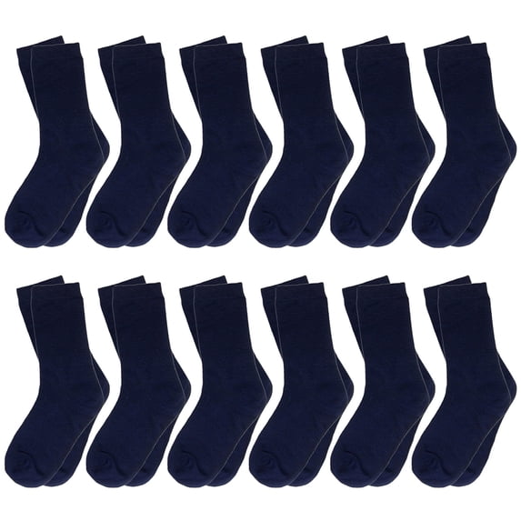 Falari 12-Pack Girl Toddler Kids Cotton Crew Socks, Athletic School Socks Navy 4-6 Years