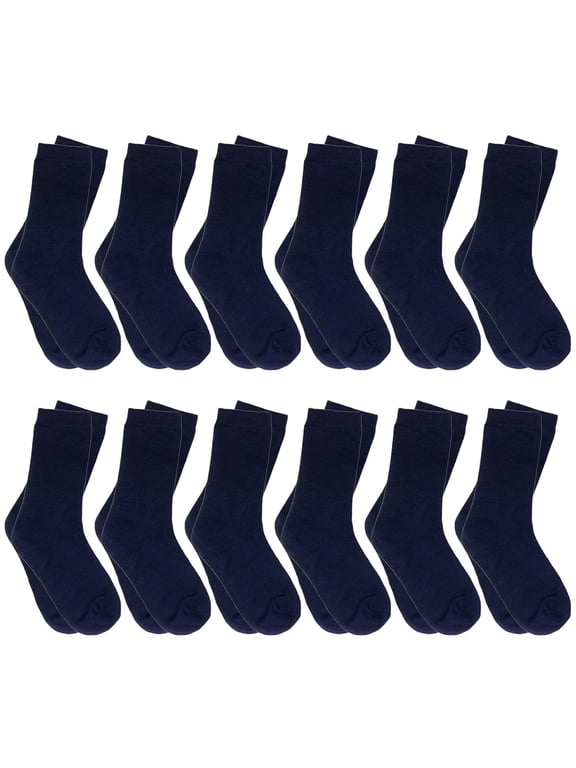 12 Pairs Boy Toddler Kids Cotton Crew Socks 4-6 Years Navy