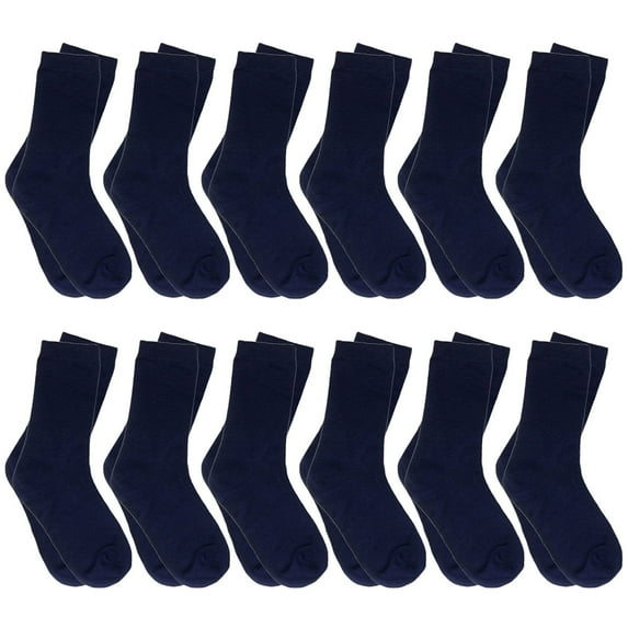 Falari 12 Pairs Boy Toddler Kids Cotton Crew Socks 6-8 Years Navy
