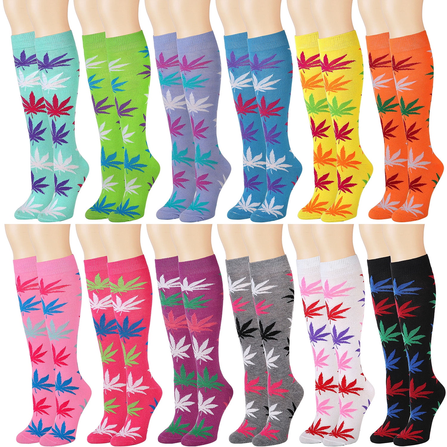 Falari 12 Pairs Women Knee High Socks Over the Calf Trouser Socks