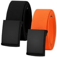thumbnail image 1 of Falari 2-Pack Canvas Web Belt Fully Adjustable Cut to Fit Golf Belt Flip Top Black Buckle - Black & Orange, 1 of 7