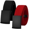 thumbnail image 1 of Falari 2-Pack Canvas Web Belt Fully Adjustable Cut to Fit Golf Belt Flip Top Black Buckle - Black & Red, 1 of 7