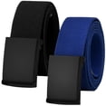 thumbnail image 1 of Falari 2-Pack Canvas Web Belt Fully Adjustable Cut to Fit Golf Belt Flip Top Black Buckle - Black & Royal, 1 of 7