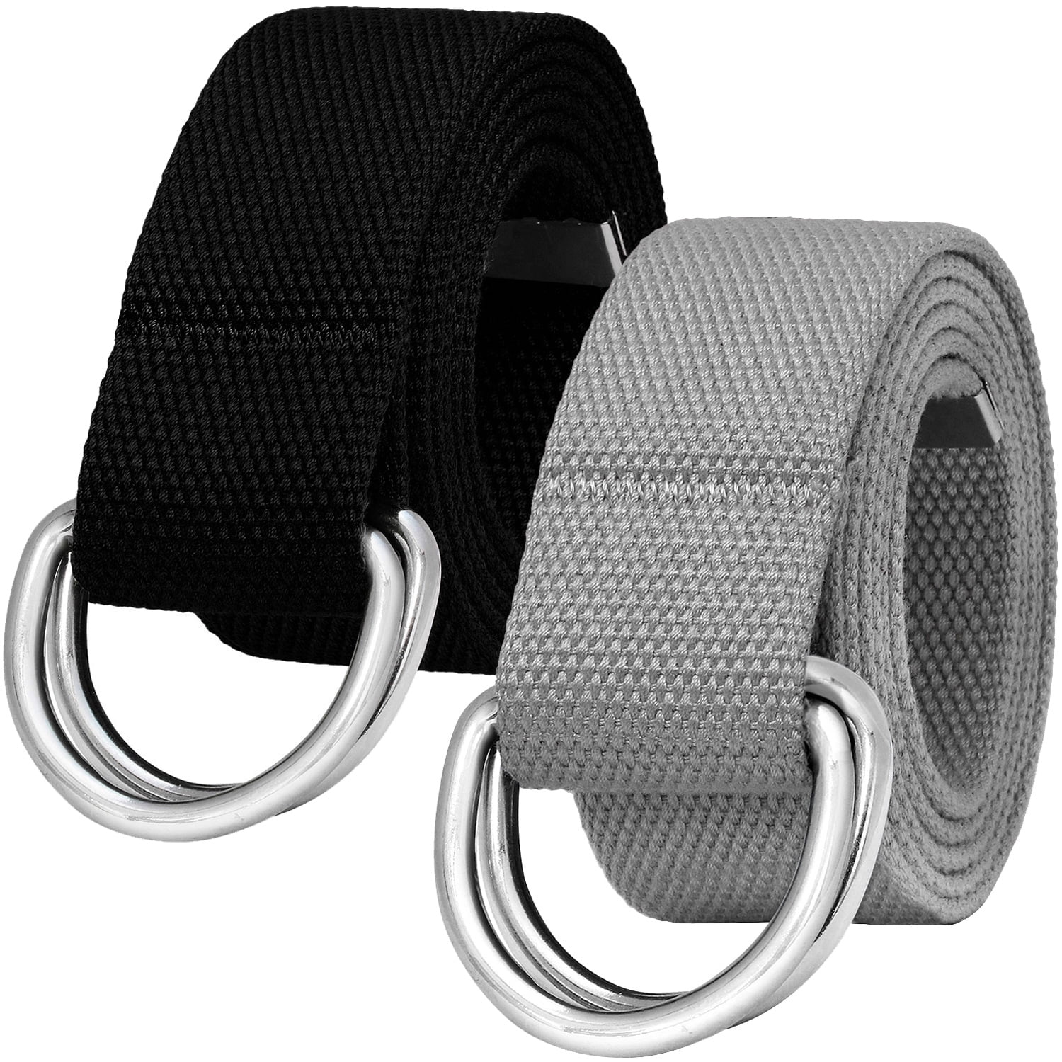 小物 W double nylon belt ovy Falari 2-Pack Canvas Web Belt Metal Double D Ring Buckle for
