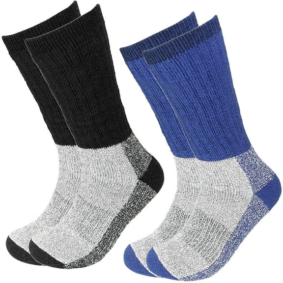 Falari 2 Pairs Merino Wool Socks Excellent for Cold Weather Temp 5-25°F Thermal Socks Black & Royal