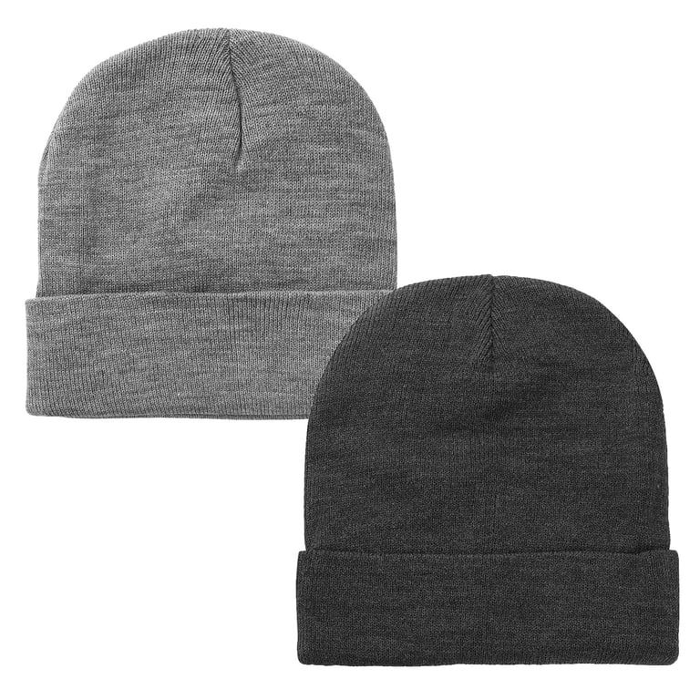 Falari 2 Pcs Men Women Skull Knitted Beanie Hat Plain Solid  display picture 3