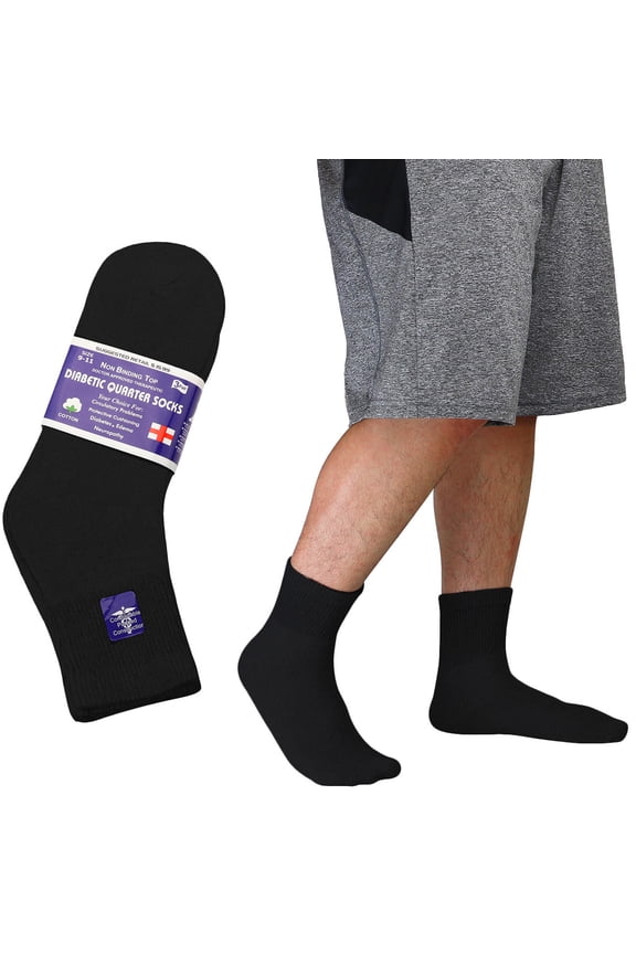 3-Pack Diabetic Socks Ankle Unisex Physicians Approved Socks Size 13-15 Black