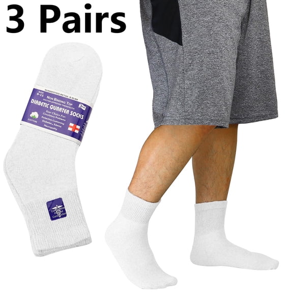Falari 3-Pack Diabetic Socks Ankle Unisex Physicians Approved Socks Size 9-11 White