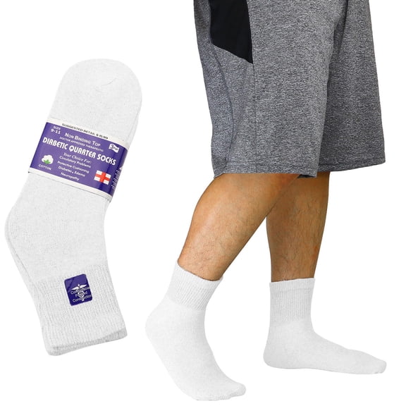 Falari 3-Pack Diabetic Socks Ankle Unisex Physicians Approved Socks Size 9-11 White