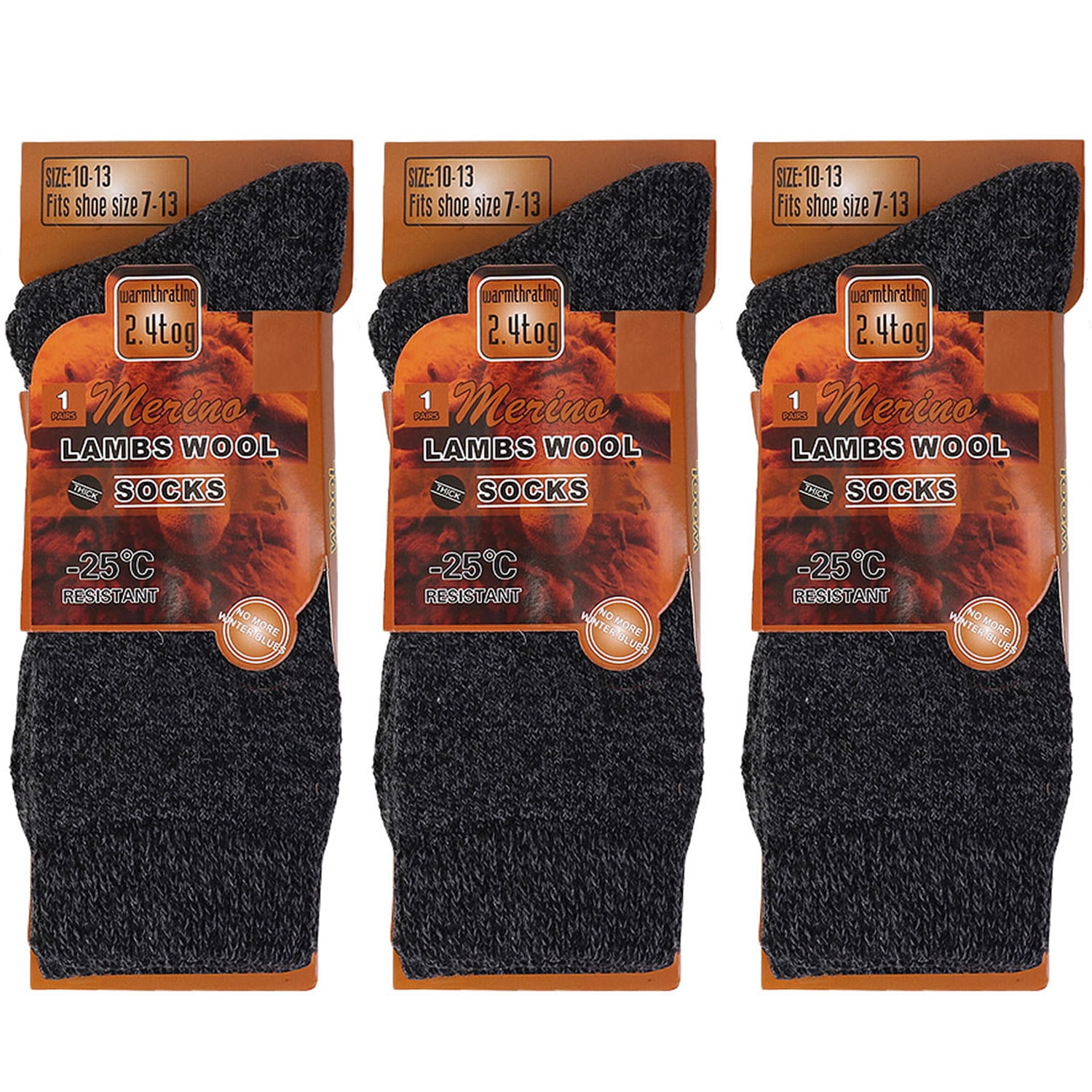 FALARI 3-Pack Men Lambs Wool Socks Extreme Warm for Cold Weather Activities Thermal Socks