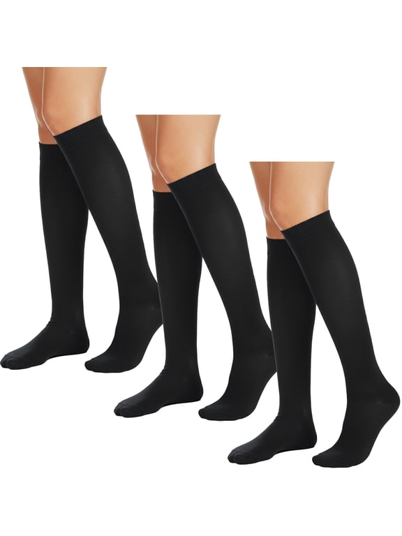 3-Pack Women's Over the Calf Knee High Trouser Socks, Comfortable Everyday Wear - 3-Pack Black